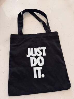 Nike Just Do It Black Cotton Canvas Tote Bag